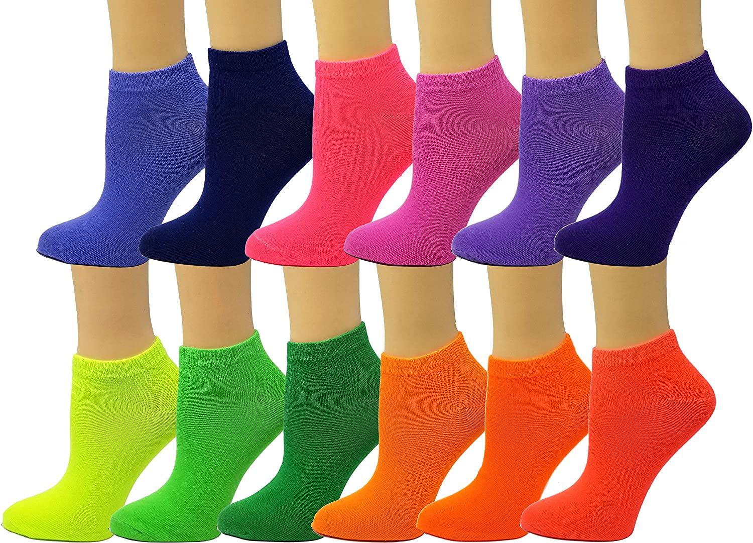 Debra Weitzner Womens Cotton Ankle Socks 12 Pairs Low-Cut Socks Colorful Casual No-Show Socks 