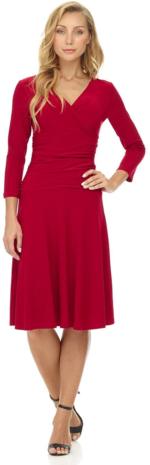 Buy Rekucci Women's Slimming 3/4 Sleeve Fit-and-Flare Crossover Tummy  Control Dress Online at desertcartSeychelles