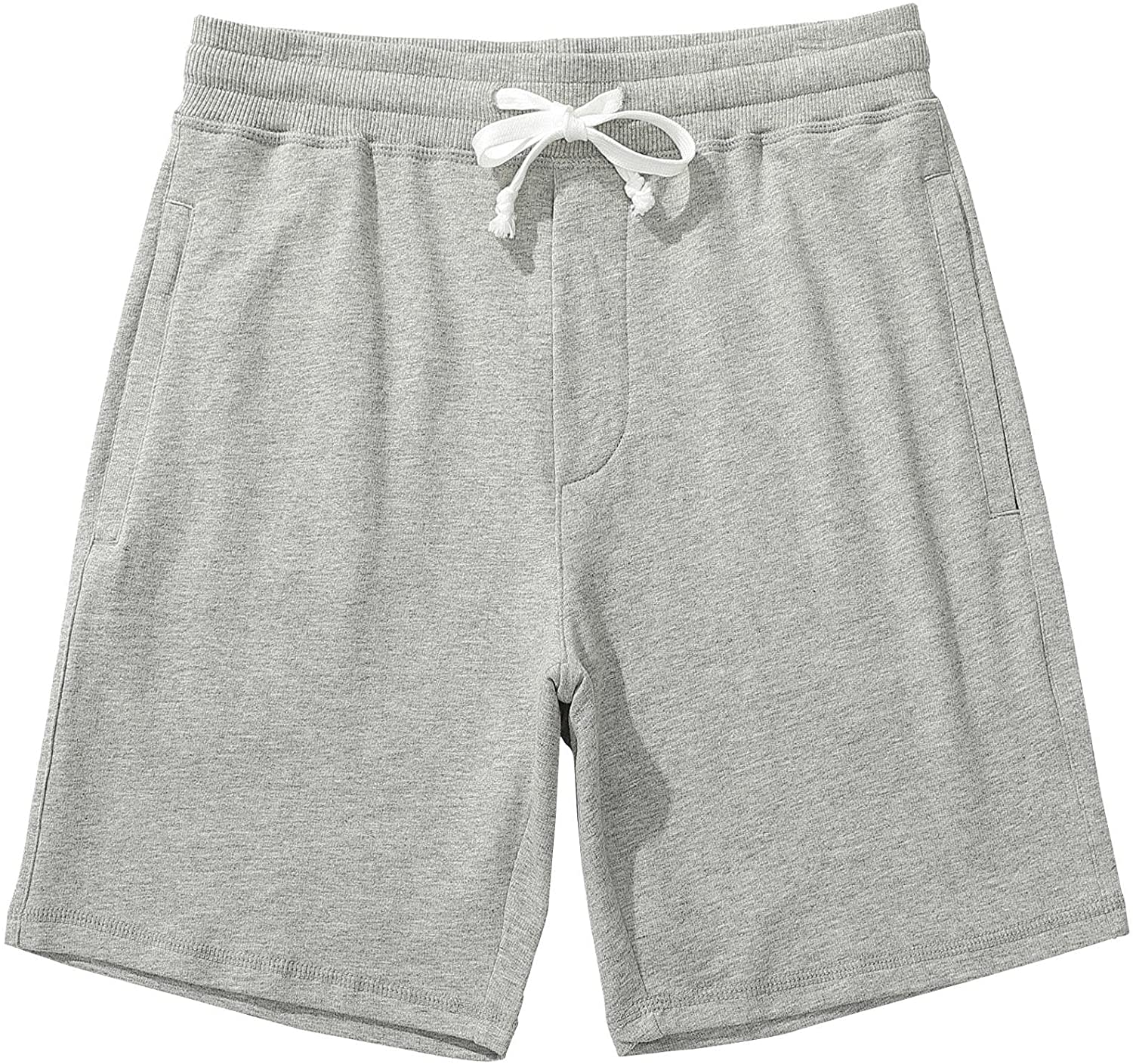 Duuluup Men's Athletic Shorts 7 Inseam Classic Fit Workout Shorts Comfy Cotton Sweat Shorts with Zipper Pockets 
