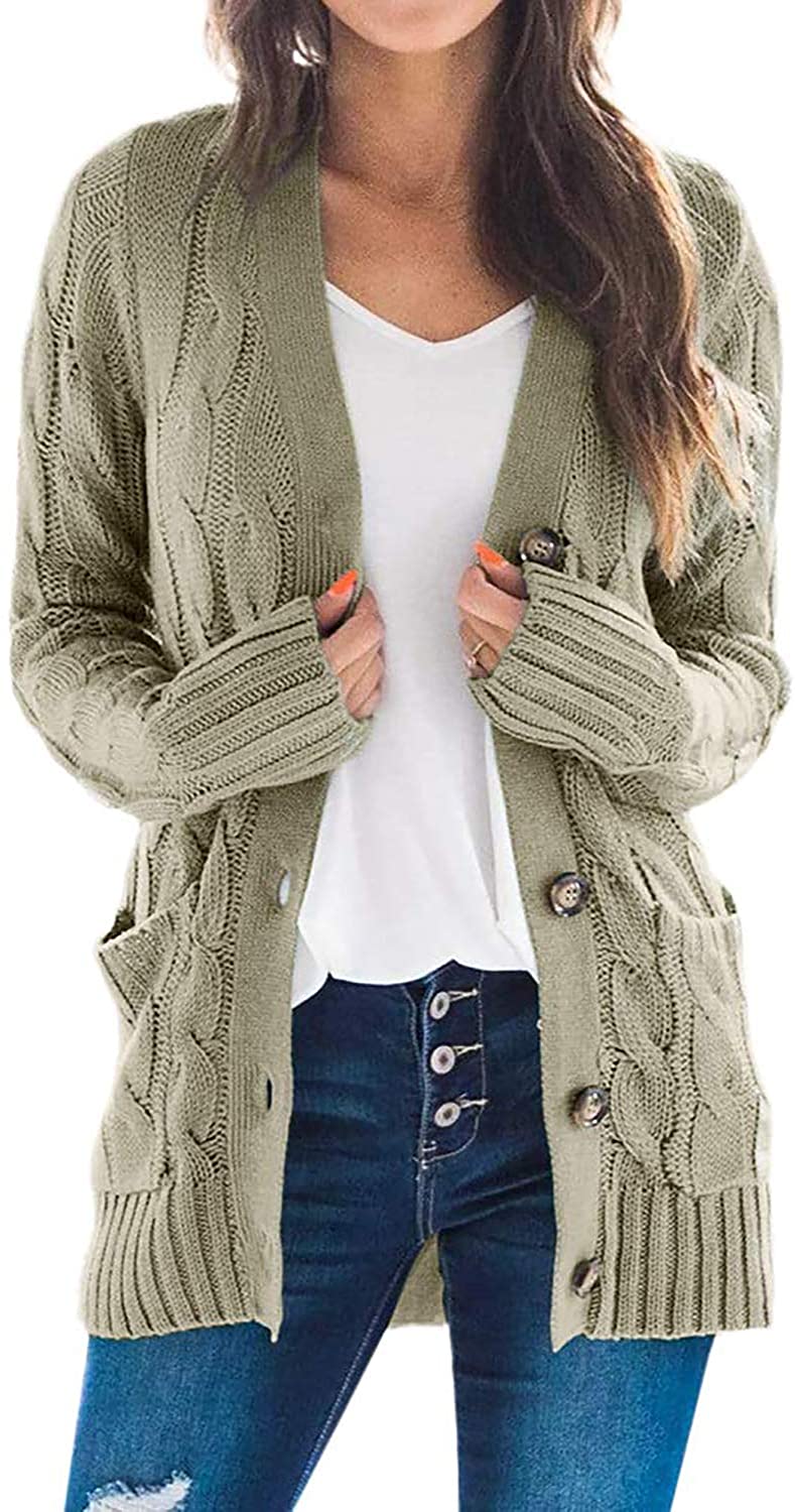 Dokotoo Womens Open Front Chunky Knitted Cardigans Boyfriend Cardigan Sweater