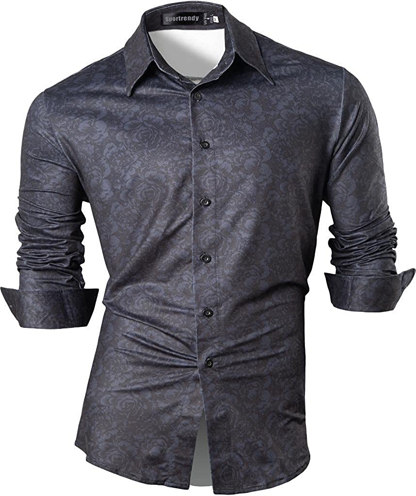 Sportrendy Men's Slim Fit Casual Short Sleeves Button Down Dress Shirts Tops JZS055 