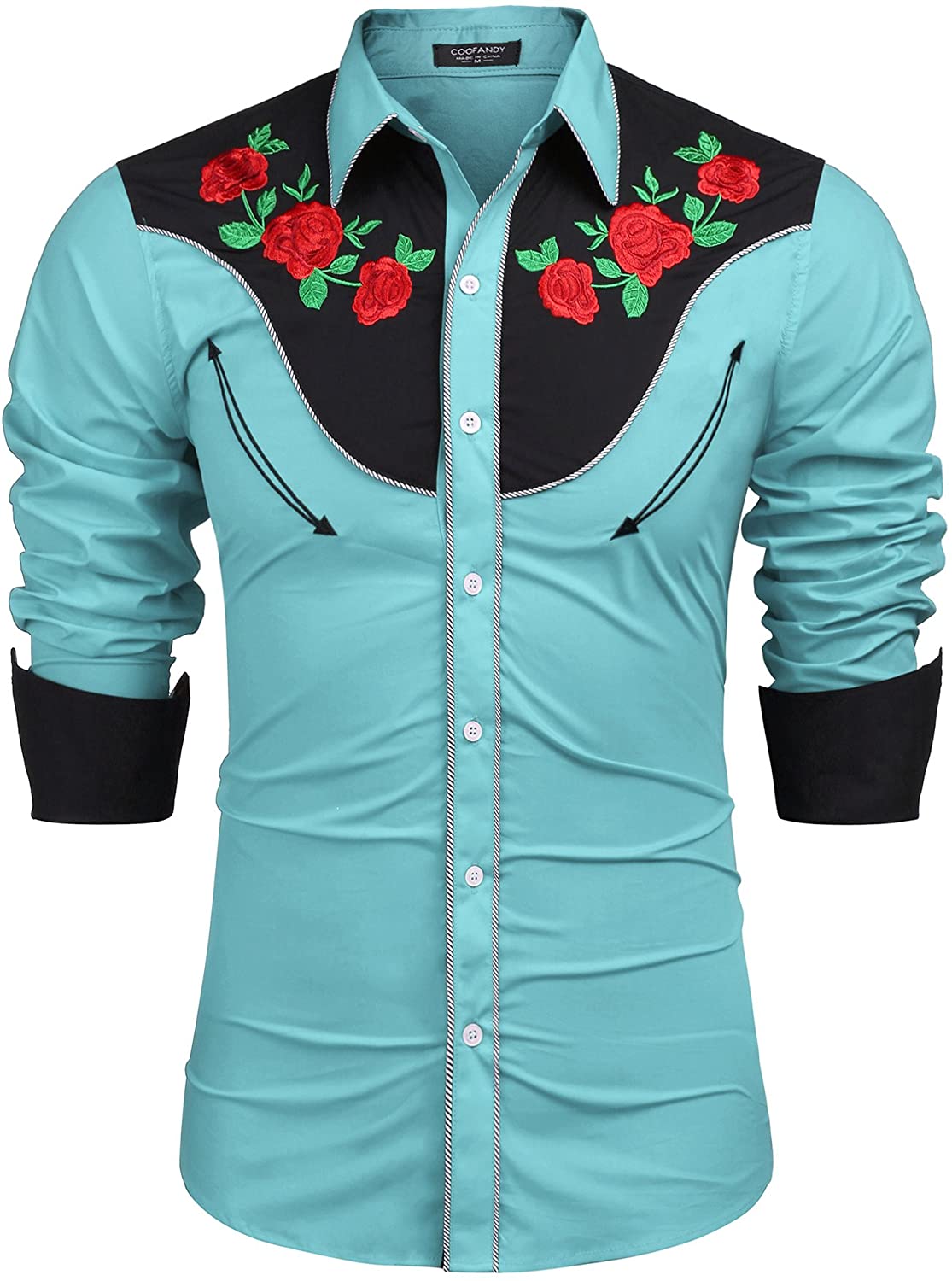 embroidered rose buttoned shirt