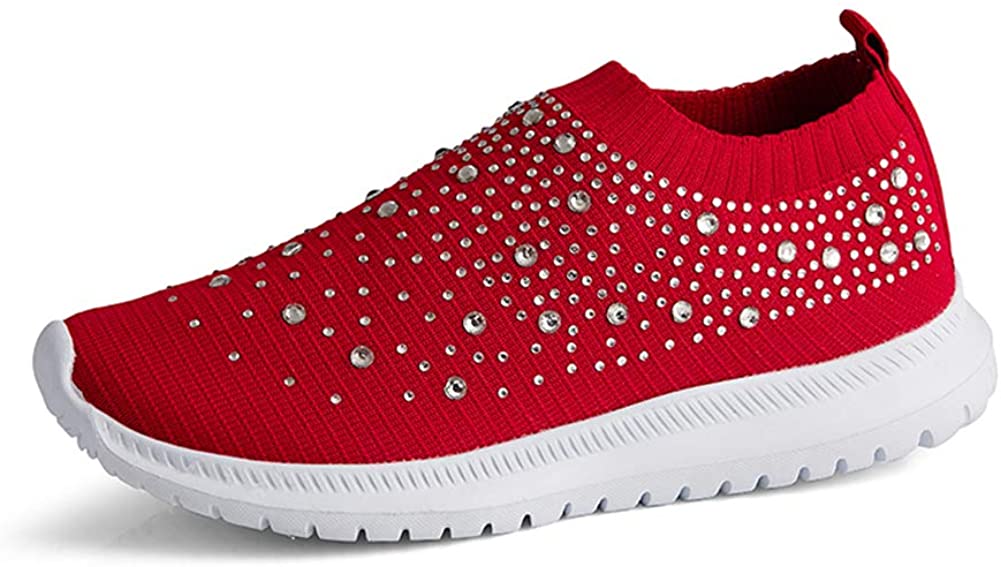 GOSPT Women's Mesh Walking Shoes Rhinestone  