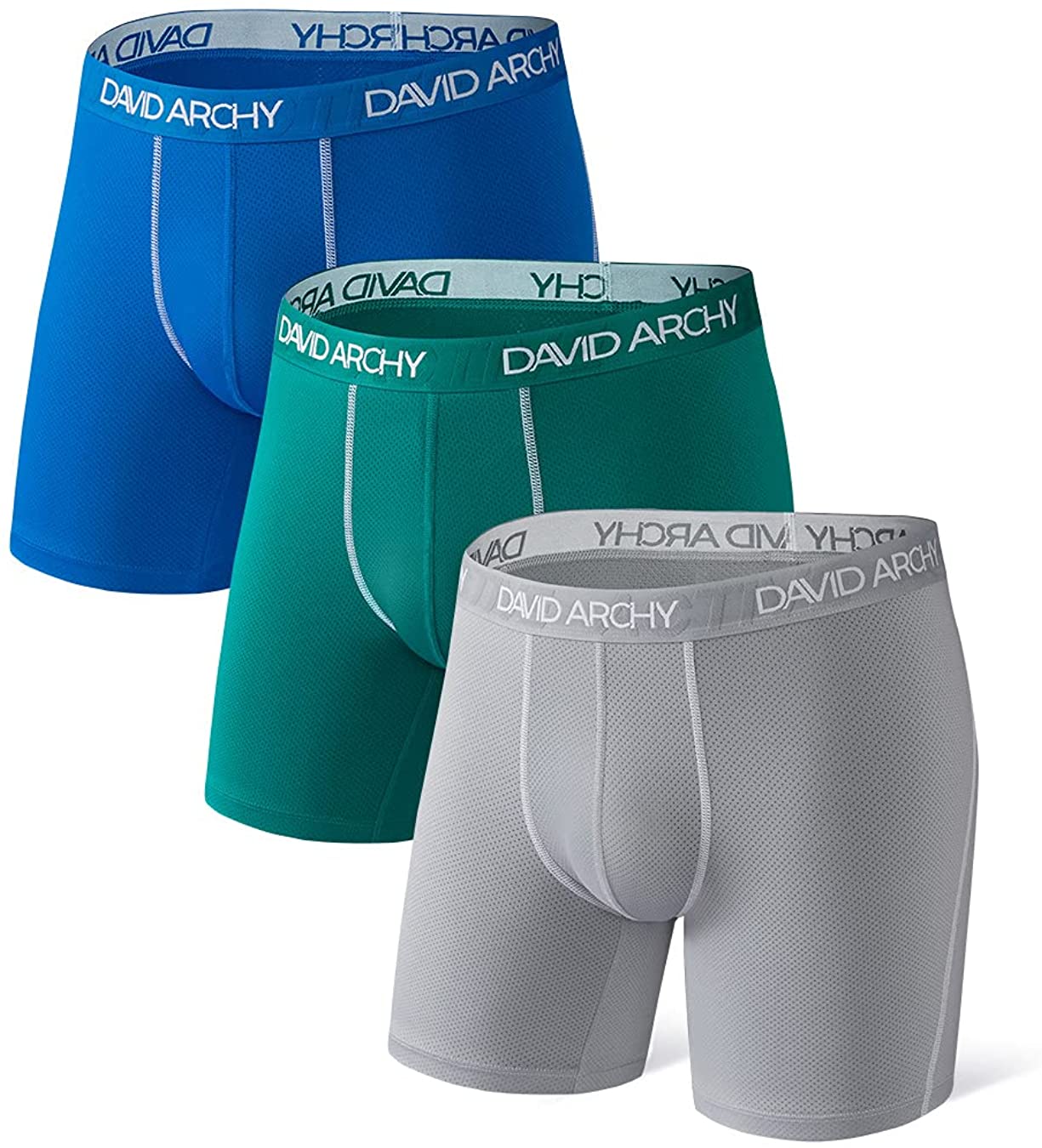 DAVID ARCHY Mens Underwear Mesh Quick Dry Boxer Briefs Sports