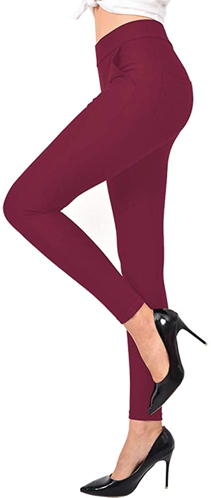 Ginasy Dress Pants for Women Business Casual Stretch Pull On Work Office Dressy Leggings Skinny Trousers with Pockets 