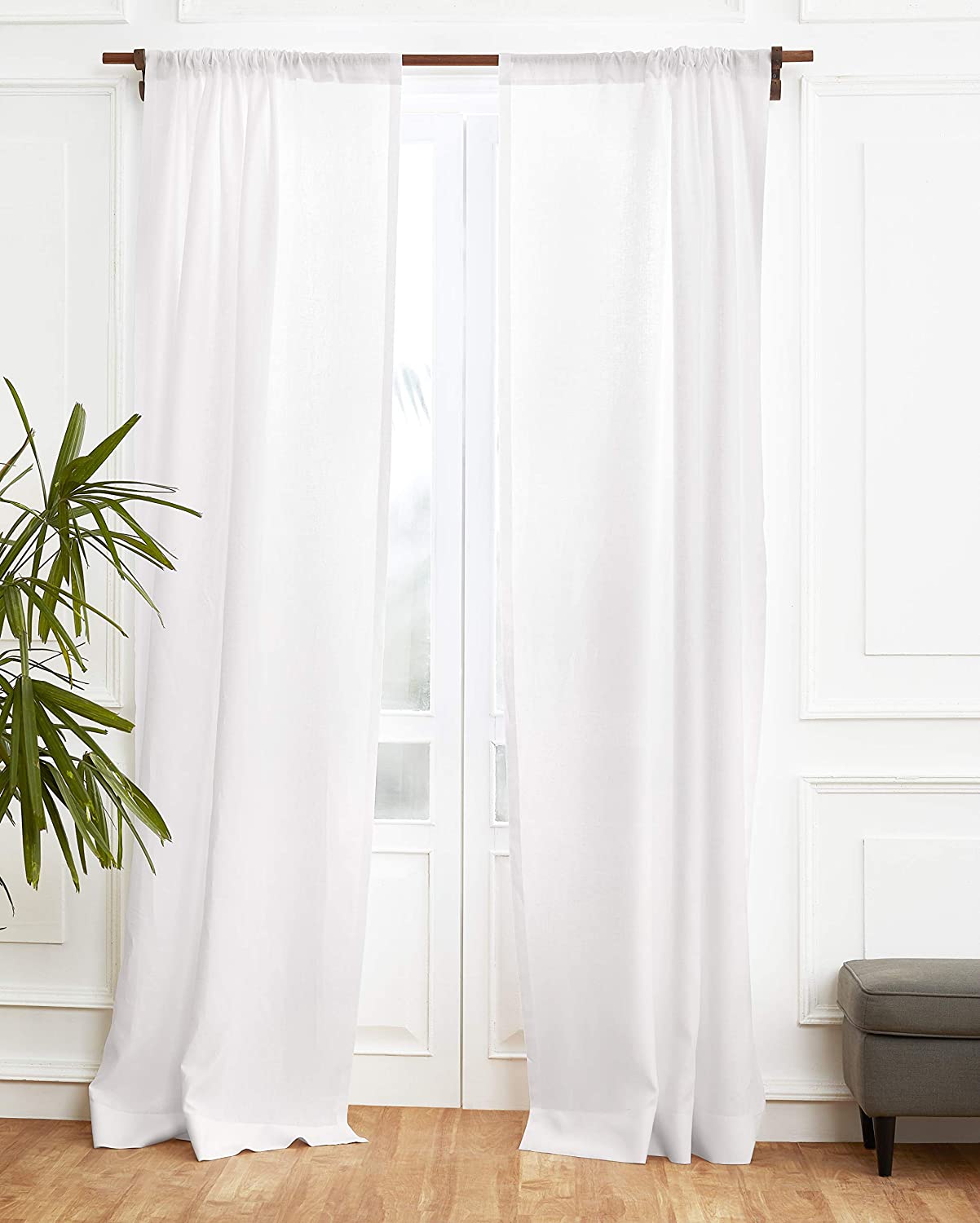 Solino Home 100% Pure Linen Curtain – 52 x 96 Inch White Lightweight ...