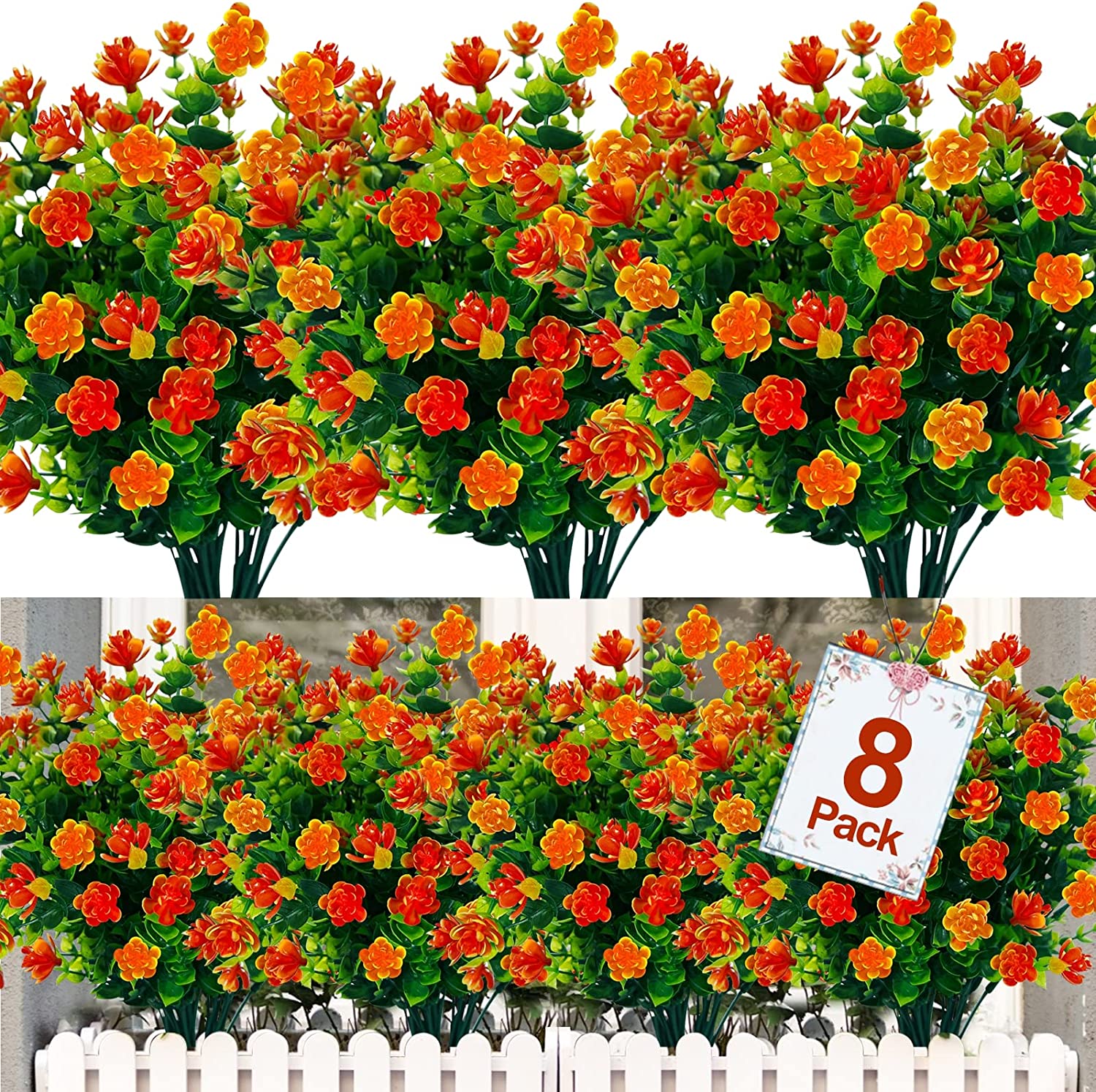 TURNMEON 8Pcs Corn Flower Artificial Flowers Outdoor UV Resistant Fake  Flowers,F