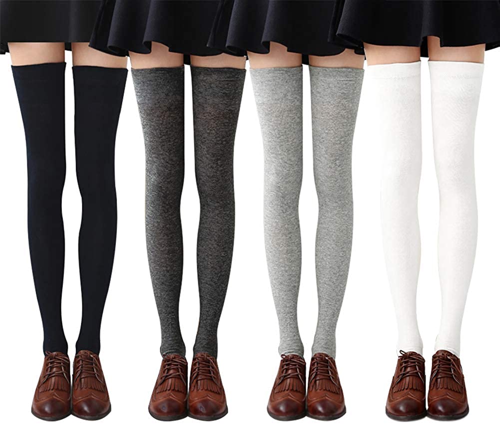 Chalier 5 Pairs Thigh High Socks Over the Knee High Socks for Women Long Stockings Gifts 