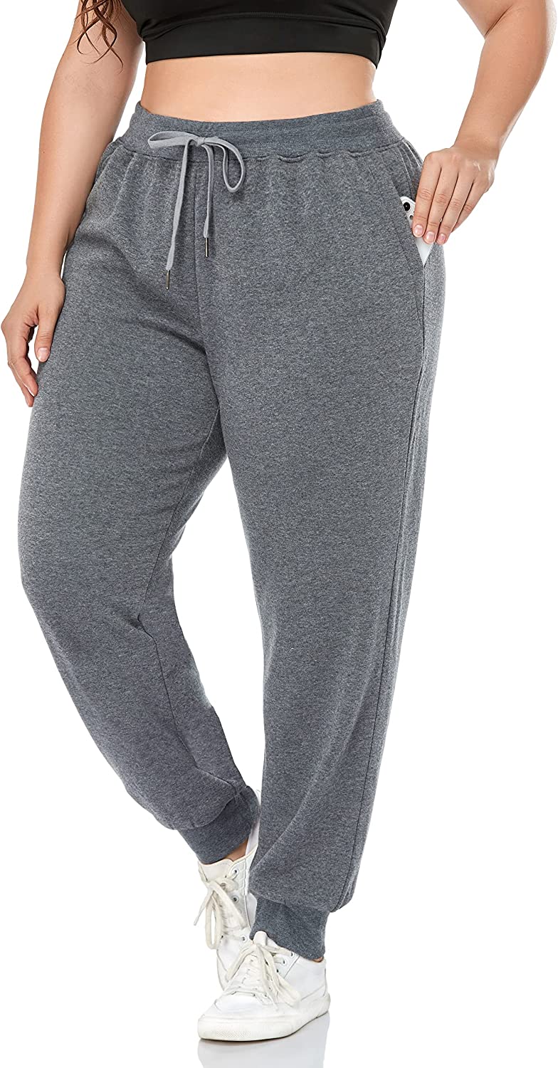 ZERDOCEAN Women's Plus Size Fleece Lined Sweatpants Relaxed Fit Workout  Athletic