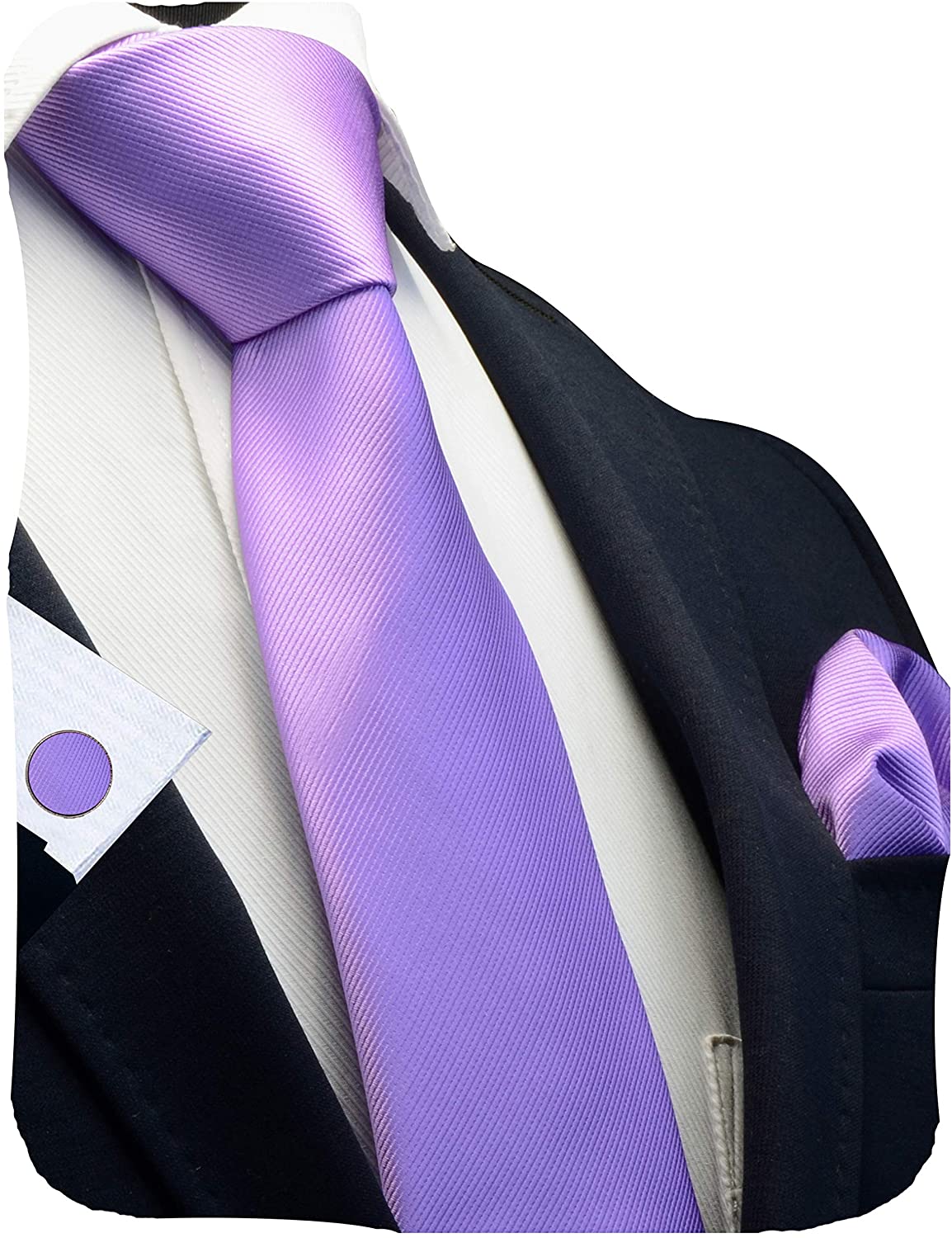 Details about   GUSLESON 3.15"（8cm）Solid Color Necktie and Pocket Square Cufflinks Sets For Men