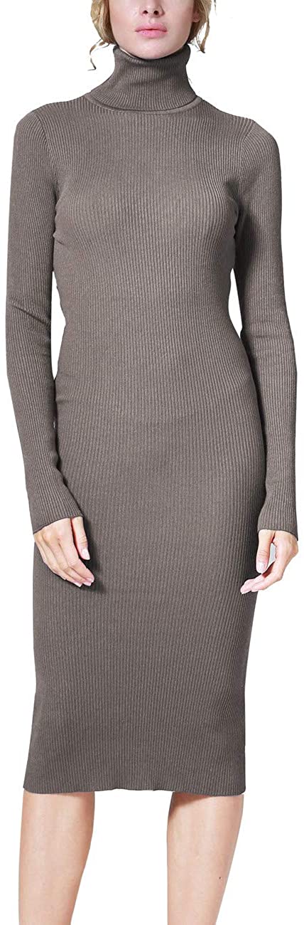 ninovino Women's Turtleneck Ribbed Knit Long Sleeve Slim Fit