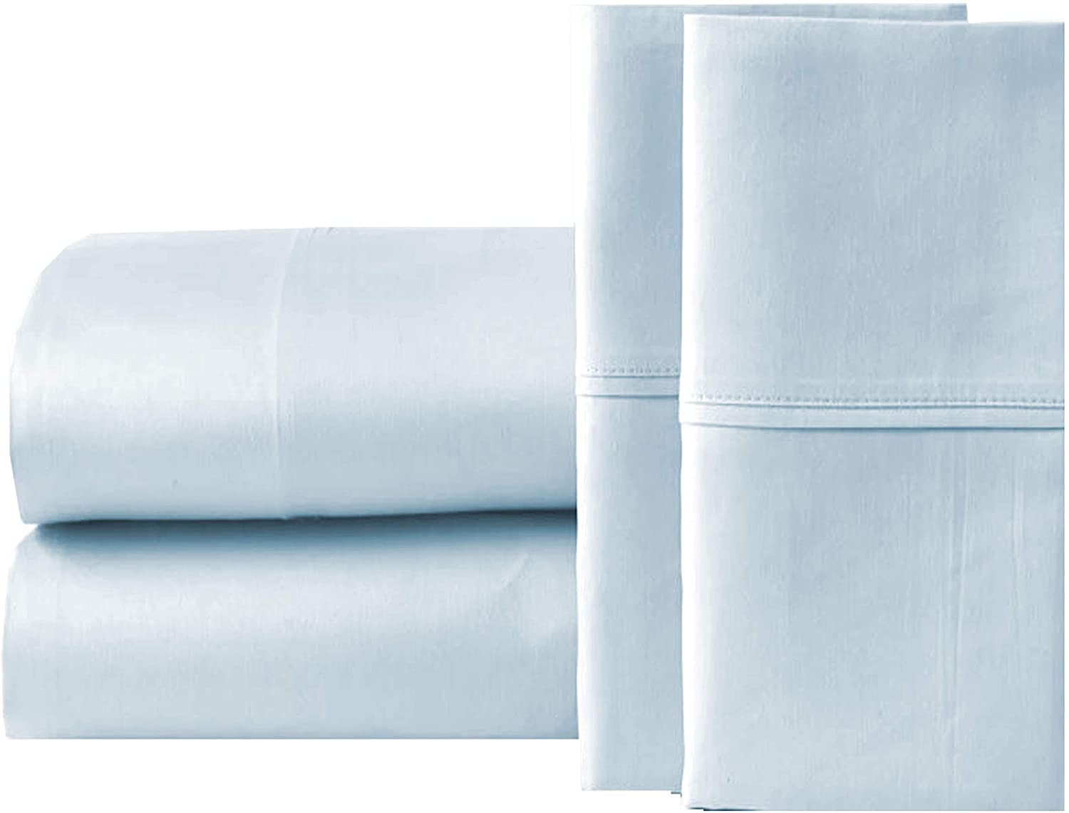 SIMPLY MONK 100% Egyptian Cotton 500 Thread Count 4PCs Sheet Set Sky Blue Solid 