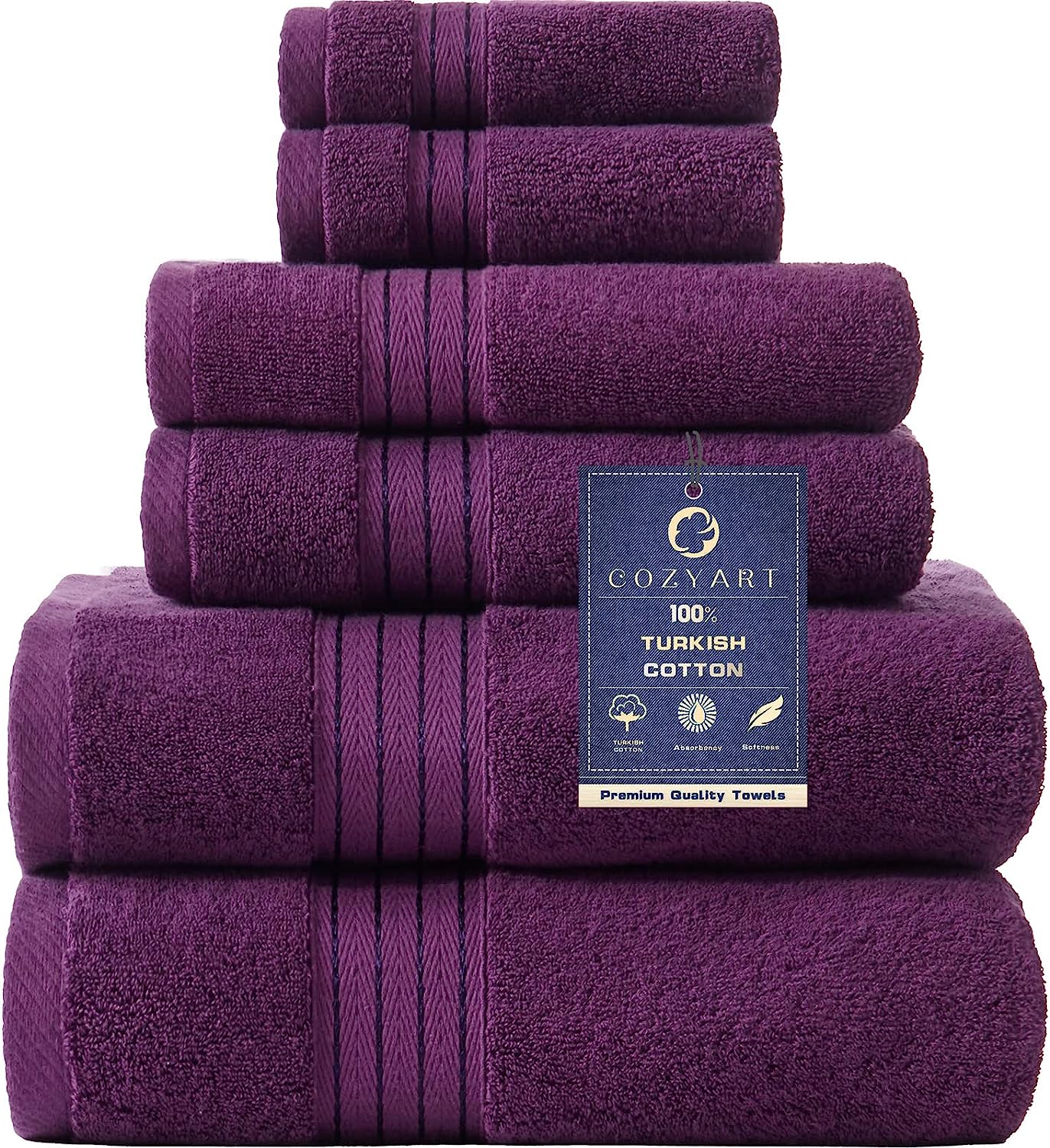 COZYART Lavender Luxury Bath Towels Set, Cotton Hotel Large Bath Towels  Bulk for Bathroom, Thick Bathroom Towels Set of 6 with 2 Bath Towels, 2  Hand