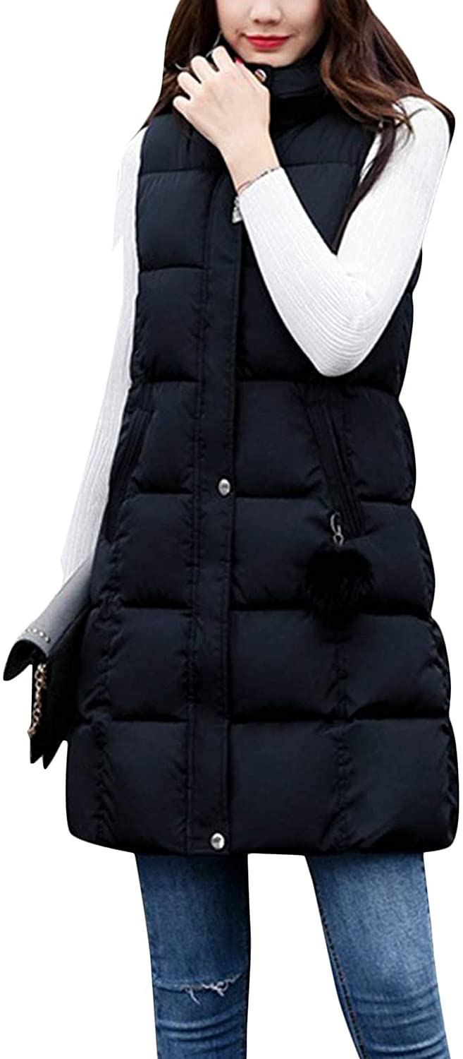 Tanming Women's Winter Cotton Padded Long Vest Coat Outerwear with Hood  Pockets | eBay