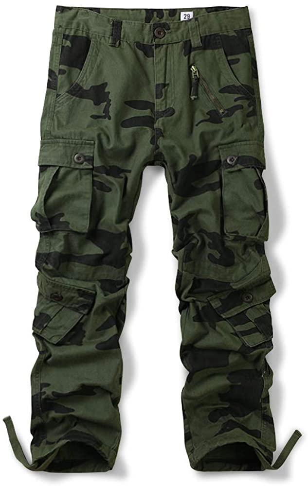 OCHENTA Men's Cotton Military Cargo Pants, 8 Pockets Work Combat Outdoor  Wear