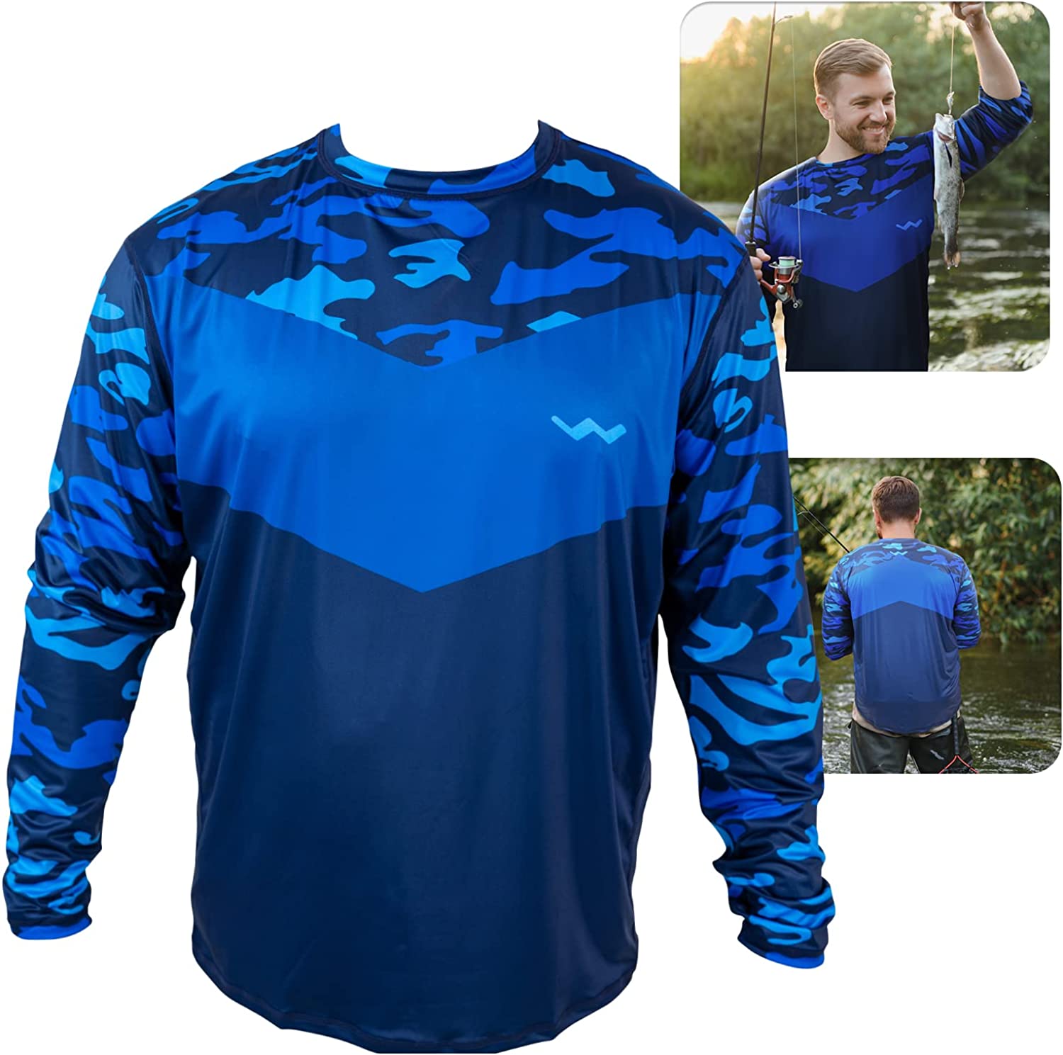 UPF50+ Long Sleeve Fishing Shirts for Men - Vented Sides, Light Weight,  Wicking