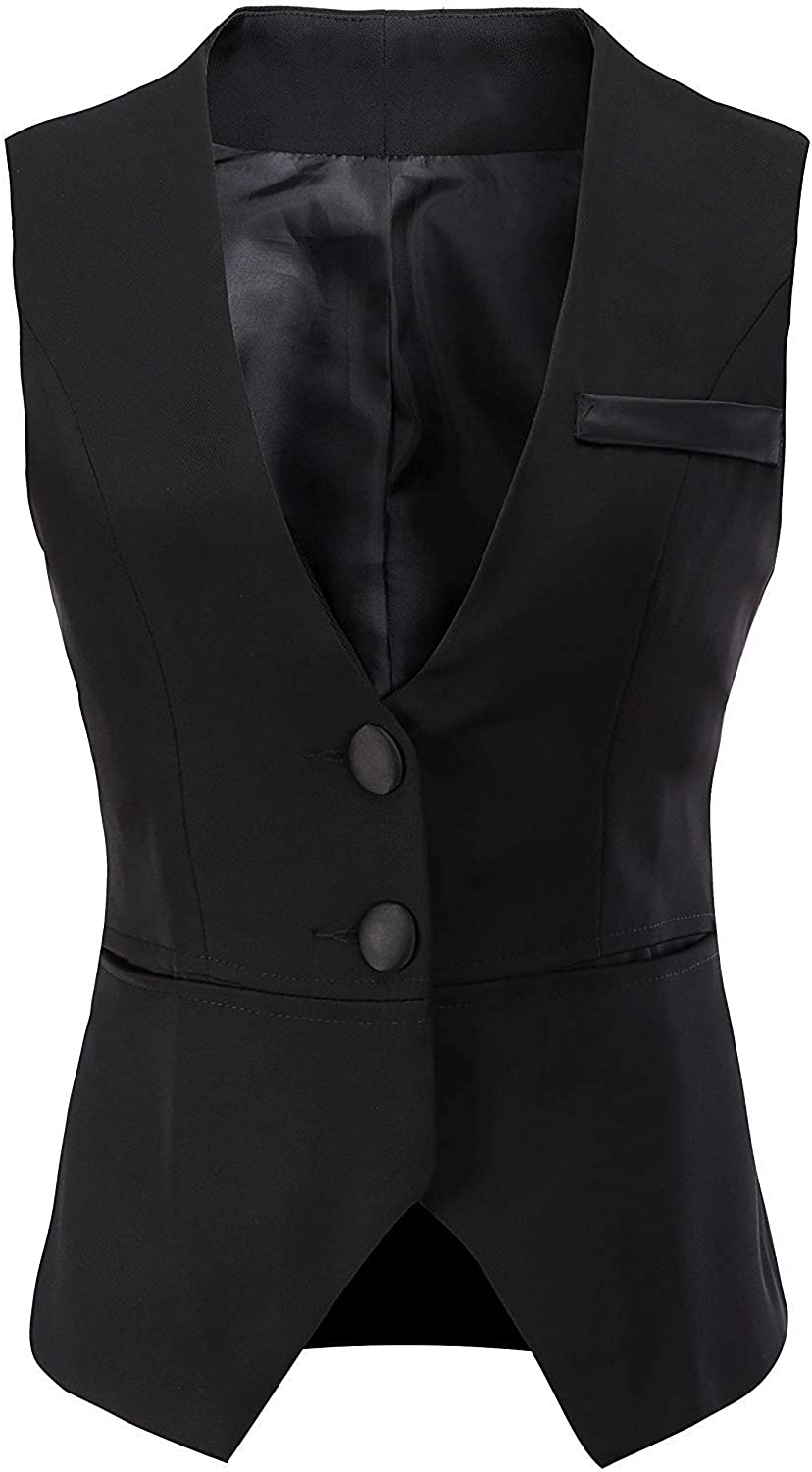 V VOCNI Womens Vest V-Neck Button Slim Fit Steampunk Jacquard Jacket Racerback Tuxedo Suit Waistcoat Vest 