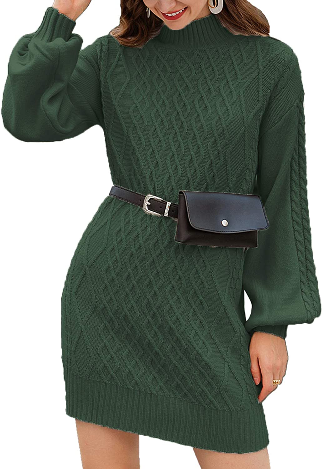 Simplee Women's Long Sleeve Bodycon Sweater Dress Cable Knit