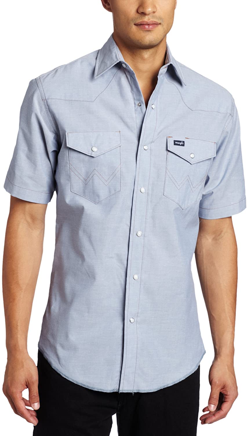 Wrangler Men's Western Short Sleeve Snap Work Shirt | eBay