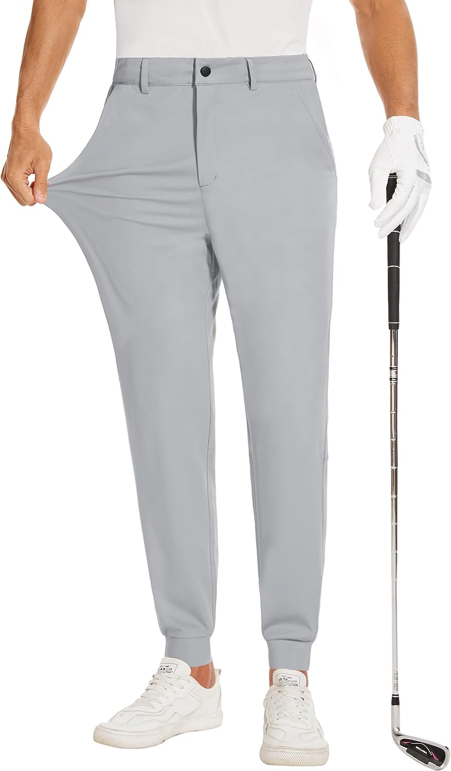 JIM LEAGUE Men's Golf Joggers Pants Belt Loops Slim Fit Stretchy Sweatpants  Work