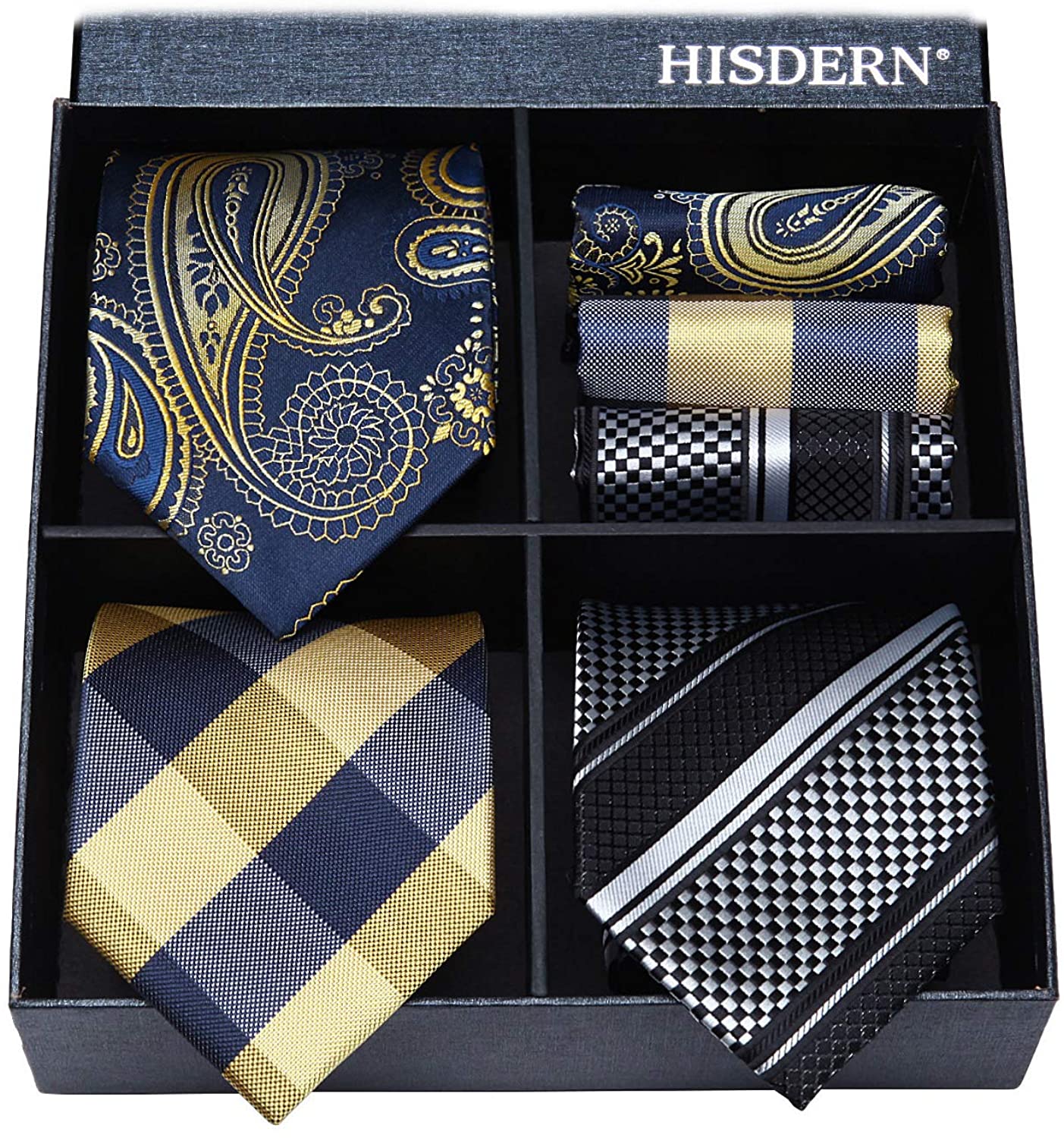 HISDERN Classic 2.75"Ties Mens Silk Ties Slim Skinny Necktie Handkerchief Set#M2 