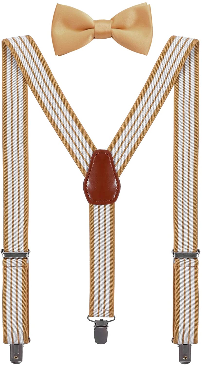 ORSKY Mens Boys Suspenders with Bow Tie Set Adjustable Y Back