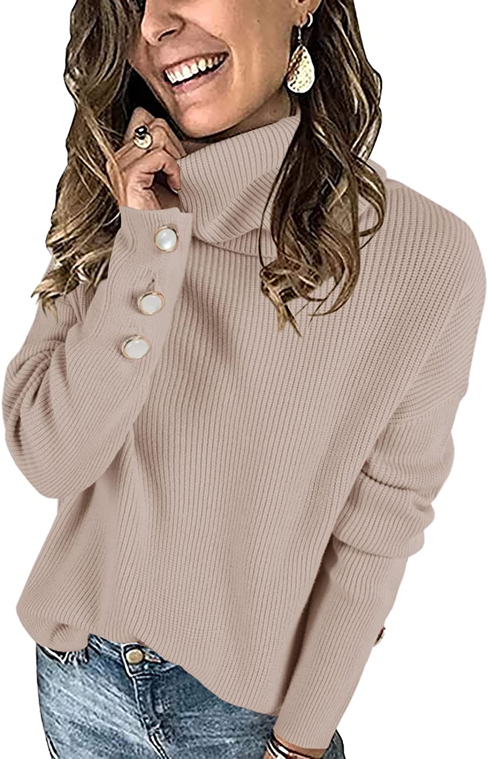  Qiuwon Womens Turtleneck Sweaters Fashion Long Sleeve