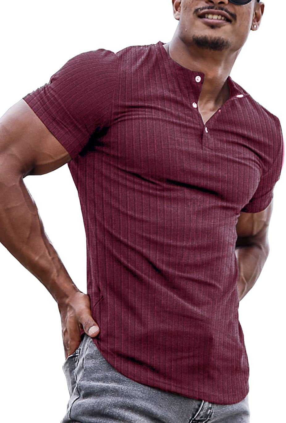 Muscle Cmdr Men's Ribbed Henley Shirt Slim Fit Cotton Short/Long Sleeve  Casual T-Shirt : : Clothing, Shoes & Accessories