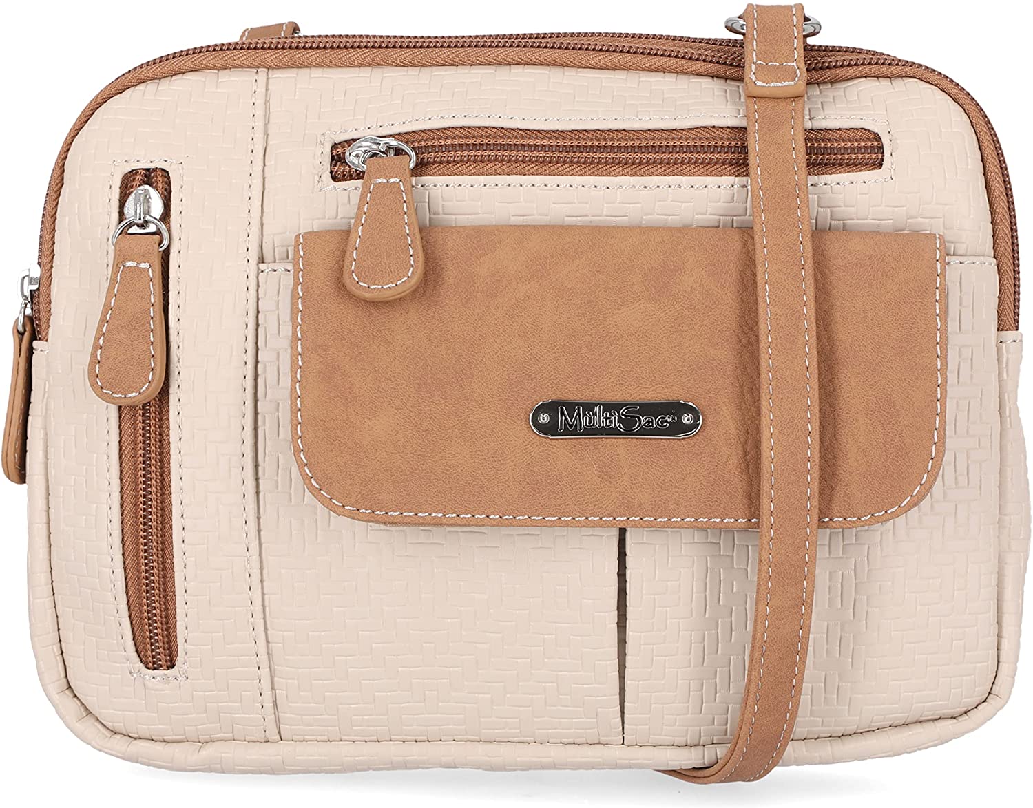 Zippy Triple Compartment Crossbody Bag, Coral Springs