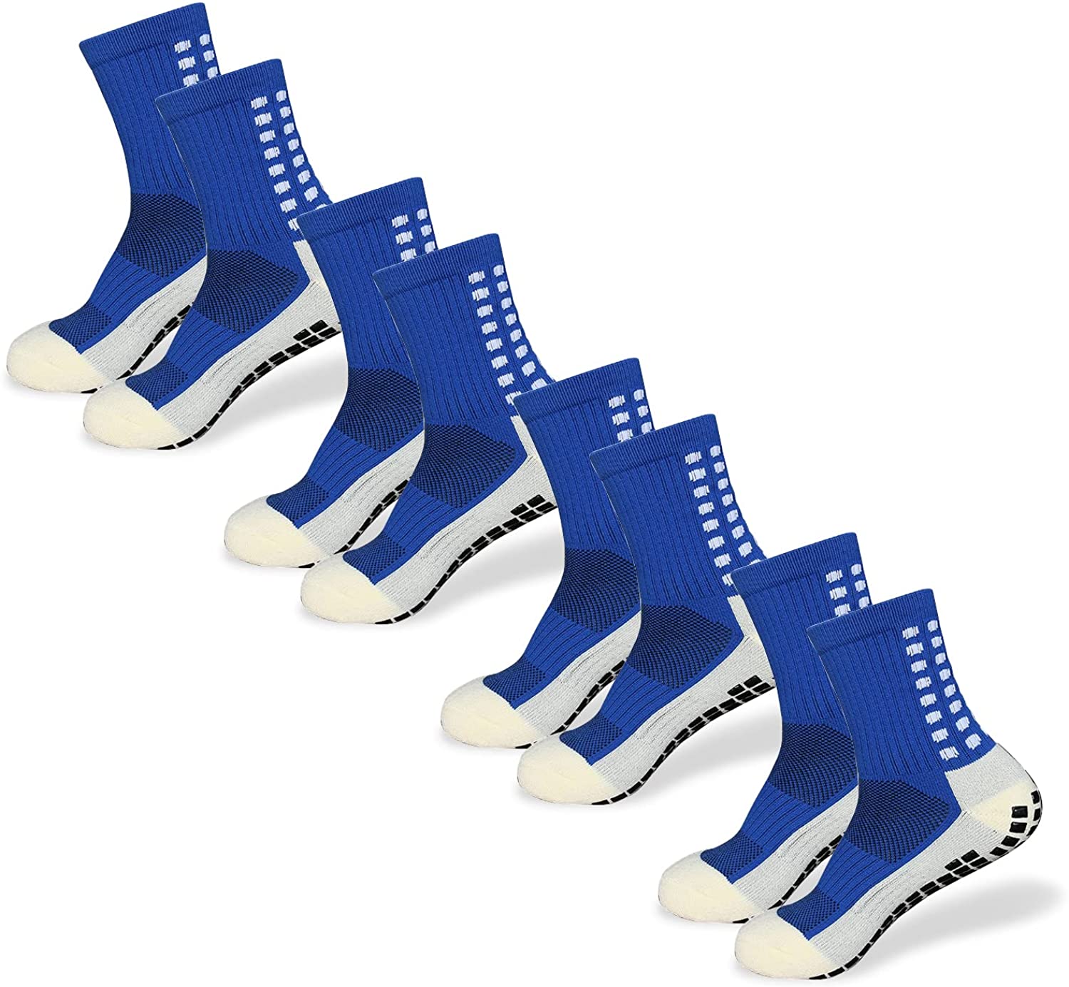 Men's Soccer Socks Anti Slip Non Slip Grip Pads for Football Basketball  Sports Grip Socks, 4 Pair B0BDF3FTVL White