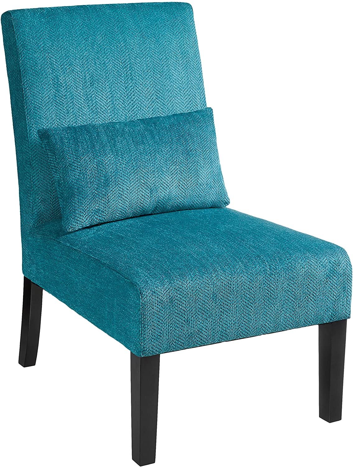 teal armless accent chair