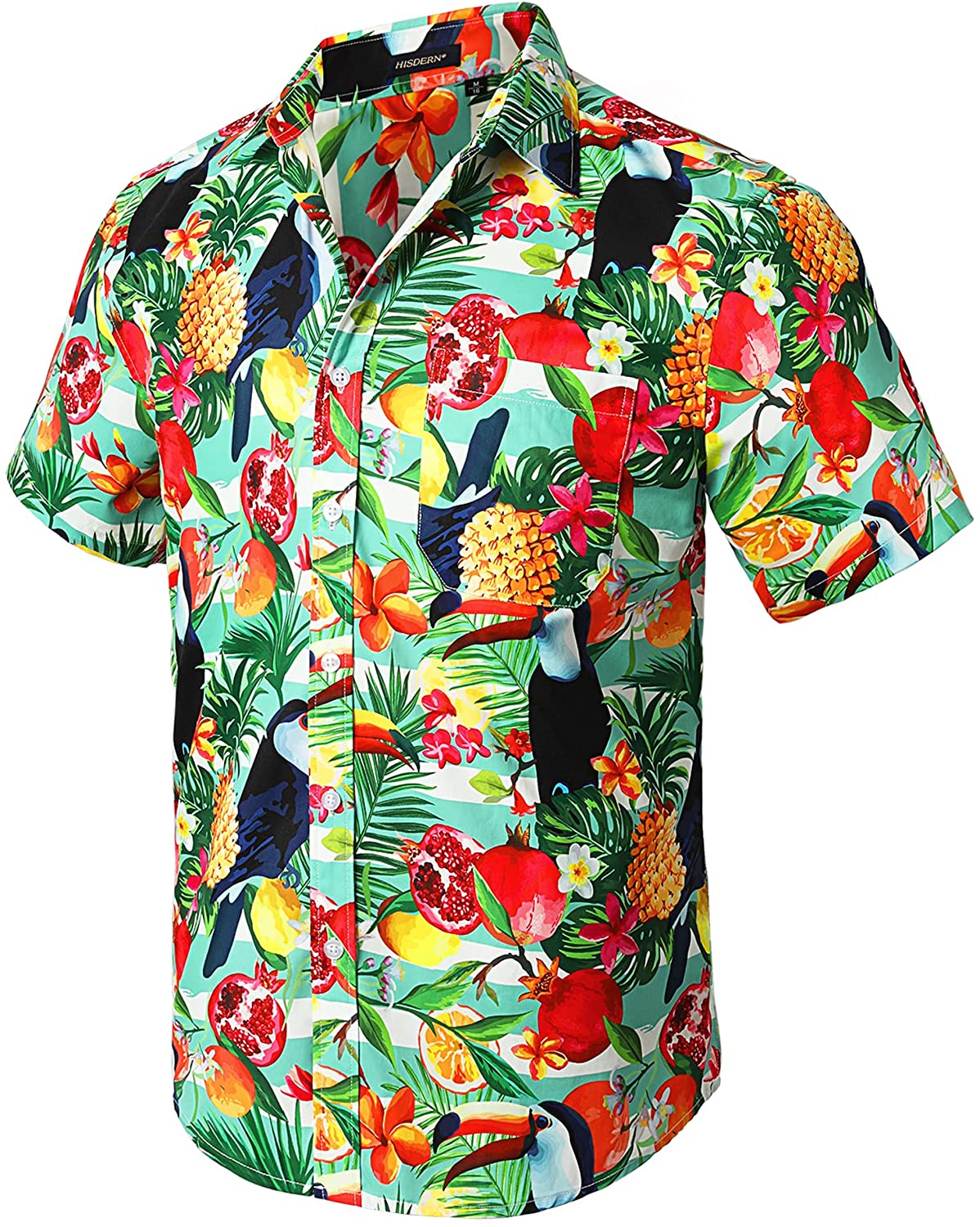 Zxhacsj Mens Hawaii Floral Shirts Short Sleeve Moisture Wicking Dry Shirt Button Down Tropical Holiday Beach Shirt Slim Fit Dark Green Xxxxl, Men's
