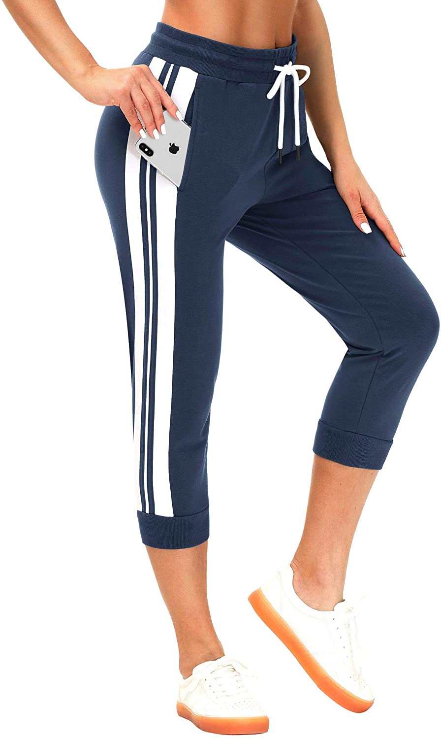 SPECIALMAGIC Capri Sweatpants for Women Casual Camo Cropped Joggers with Pockets Yoga Running 