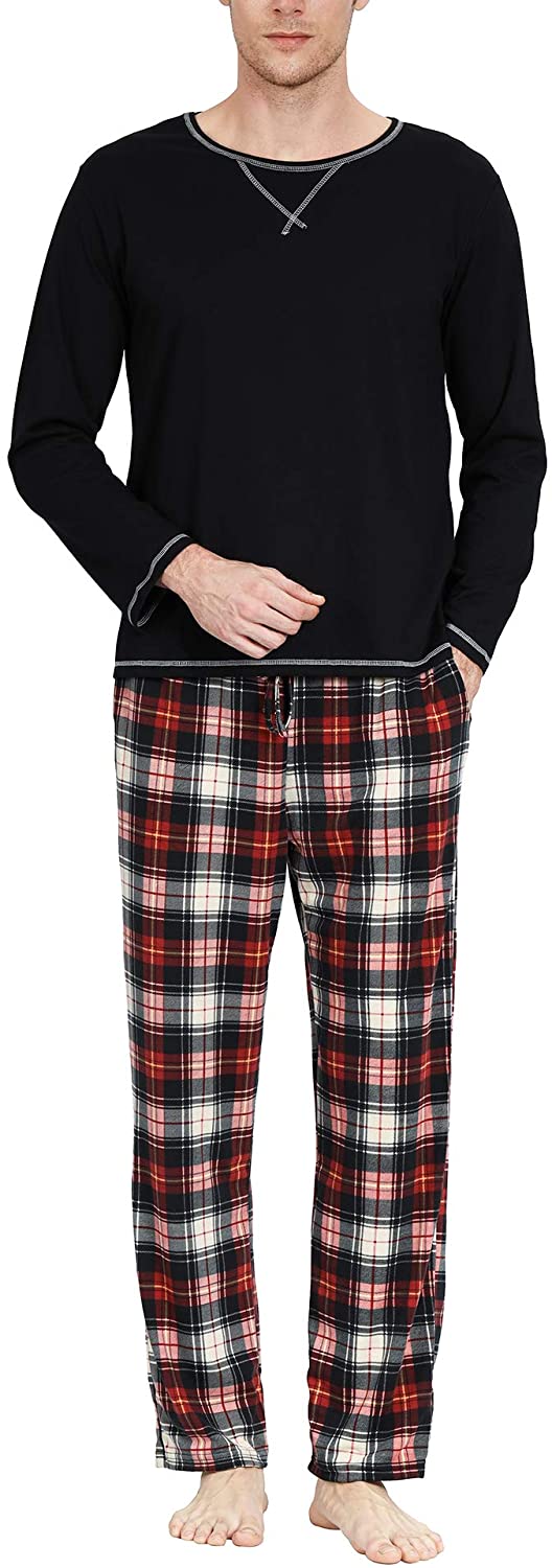 YIMANIE Men s Pajamas Set Soft Cotton Long Sleeves and Pajamas