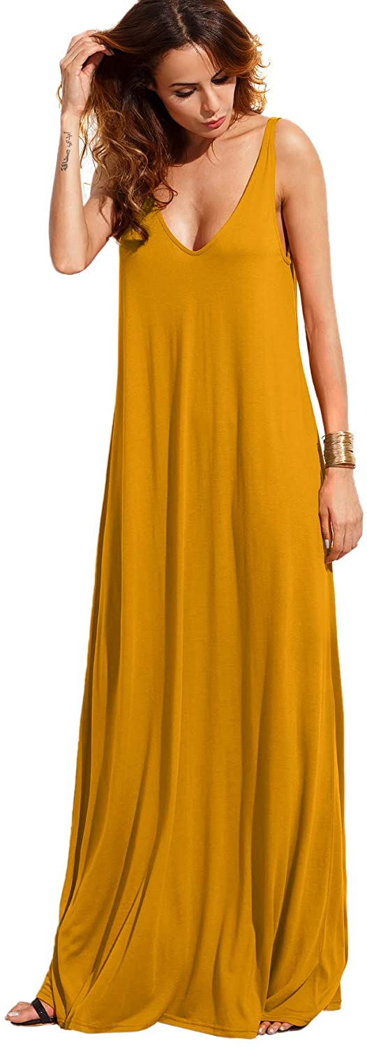 Verdusa Women's Casual Sleeveless Deep V Neck Summer Beach Maxi Long Dress  | eBay
