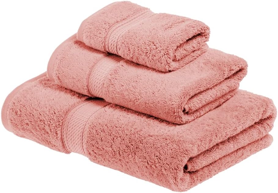 Superior 4-Piece Egyptian Cotton Bath Towel Set, Pink, 2 PC Set