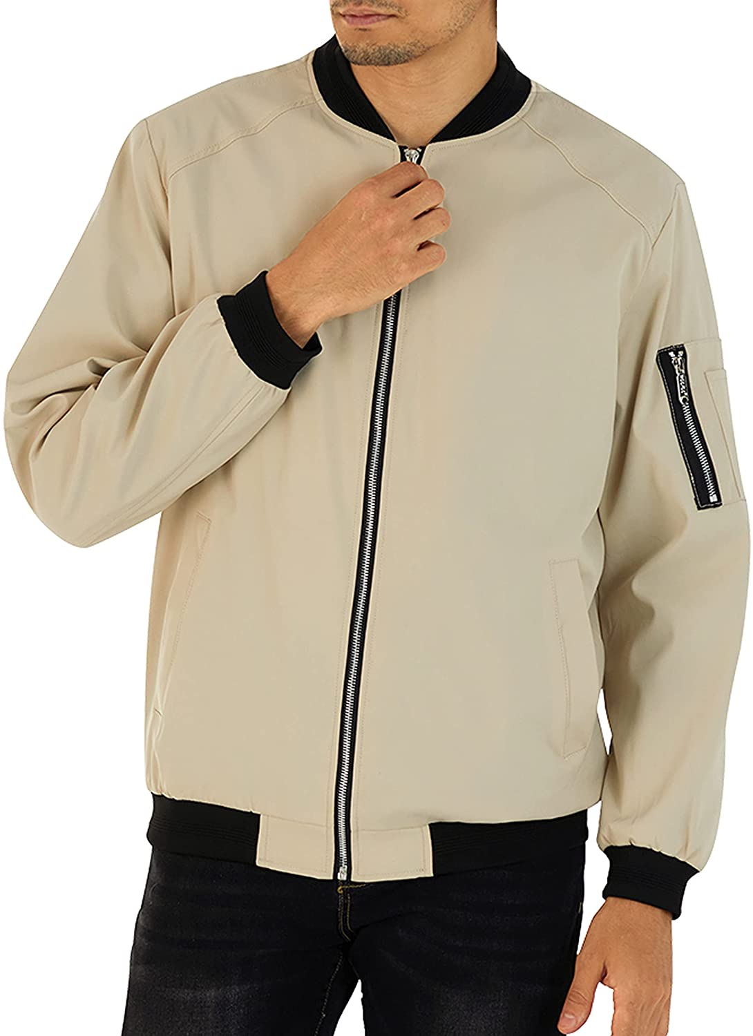WULFUL Mens Casual Lightweight Jacket Softshell Flight Bomber Jacket Varsity Coat
