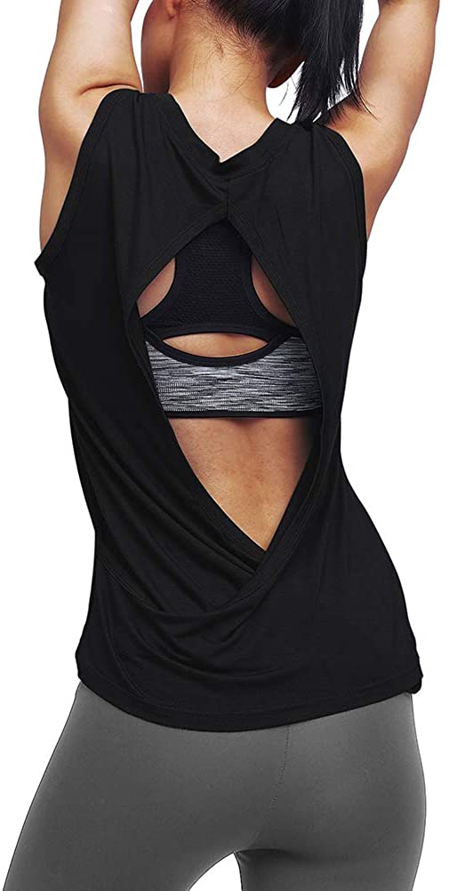 Mippo Workout Clothes for Women Cute Open Back Yoga Tops Muscle Tank ...