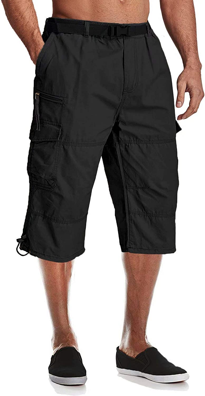 CRYSULLY Men's Below Knee Shorts Big and Tall Men Shorts Capri Shorts for  Men Cargo Pants Cropped Pants Olive Green : : Clothing, Shoes &  Accessories