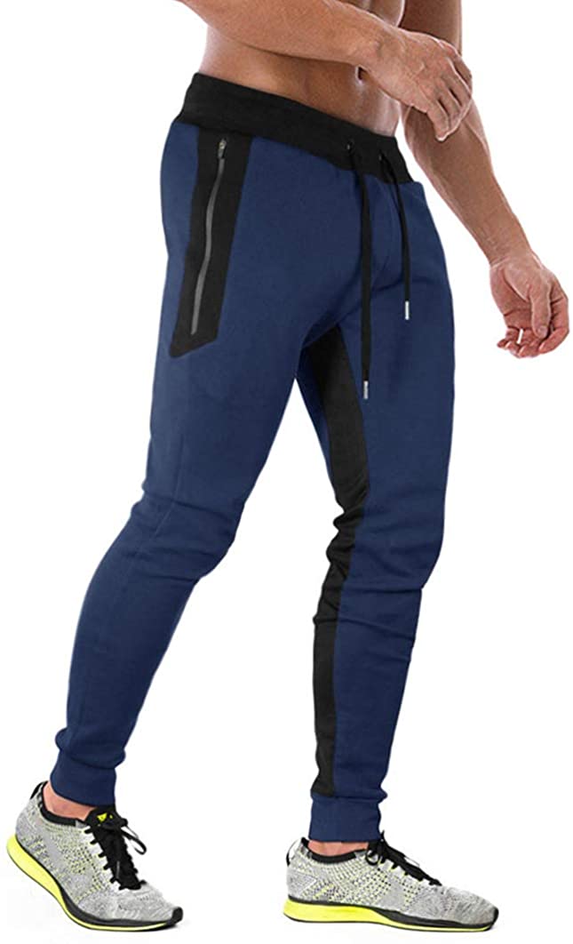 MAGNIVIT Mens Gym Jogger Pants Slim Fit Workout Running Sweatpants with Zipper Pockets