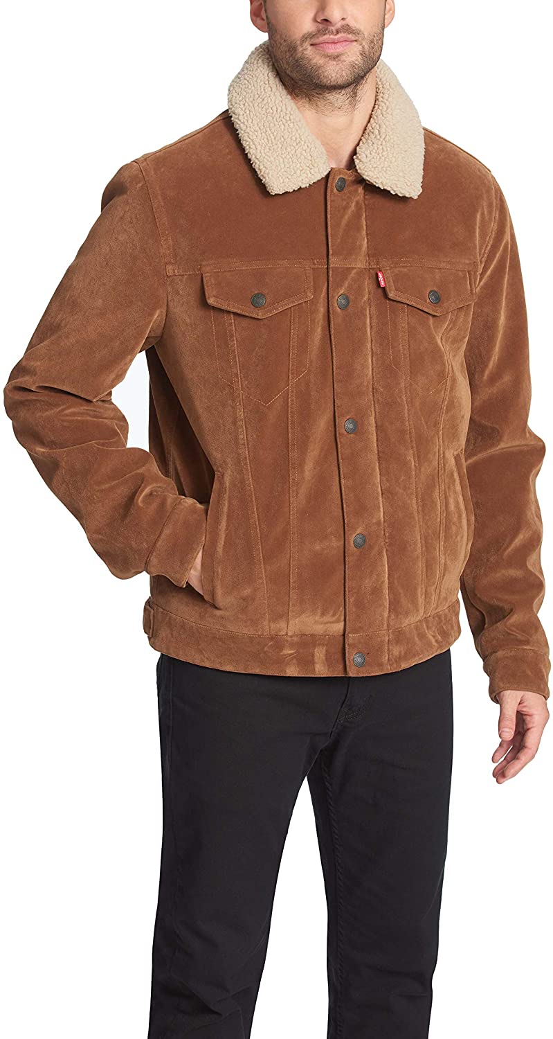 Levi's Men's Faux Leather Sherpa Lined Trucker Jacket (Regular and Big and  Tall | eBay