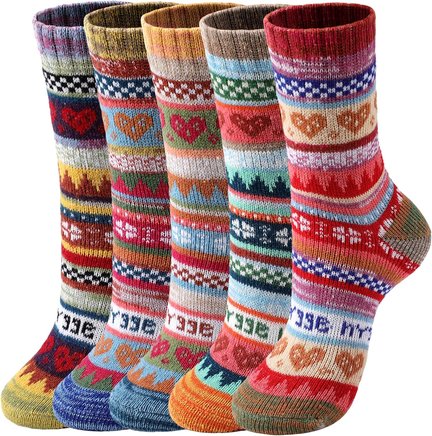 5 Pairs Wool Socks - Wool Socks for Women, Cozy Crew Socks, Warm Winter  Socks for Women, Womens Vintage Socks, 6-10