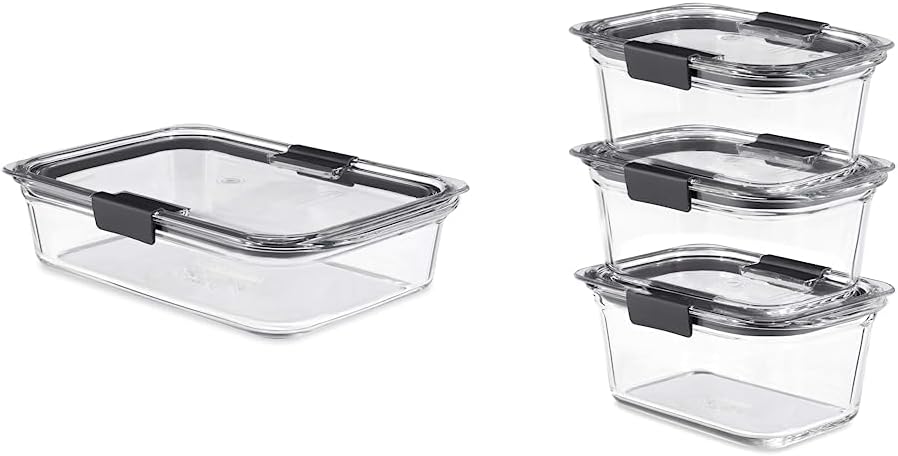 Rubbermaid Brilliance Glass Storage 3.2-Cup Food Containers with Lids, BPA  Free