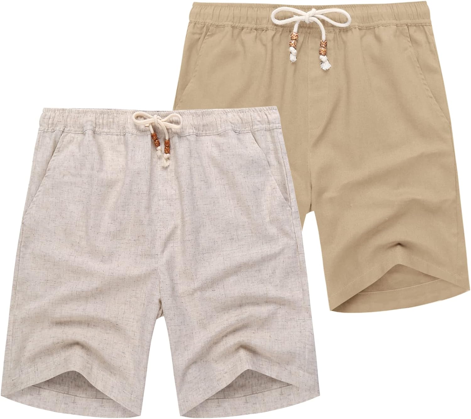 COOFANDY Men's Linen Shorts Casual Elastic Waist Drawstring Summer Beach  Shorts