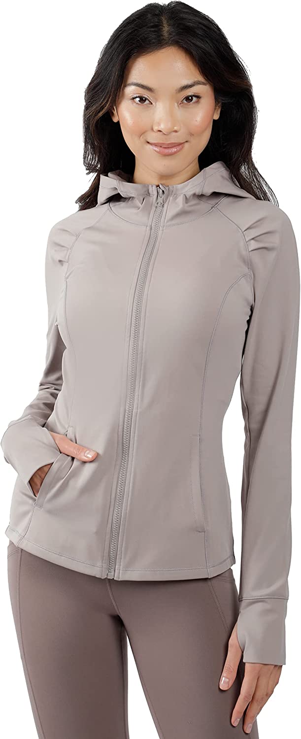 Yogalicious Womens Ultra Soft Lightweight Full Zip Yoga Jacket with Zipper  Pockets, Blossom Olive, X-Large 