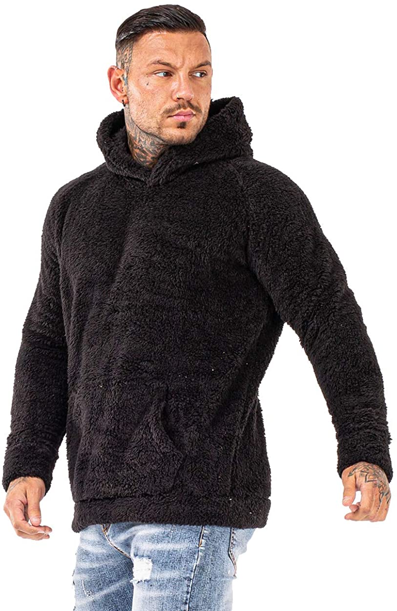 GINGTTO Men's Fuzzy Sherpa Lined Sweatshirt Fashion Pullover Fleece ...