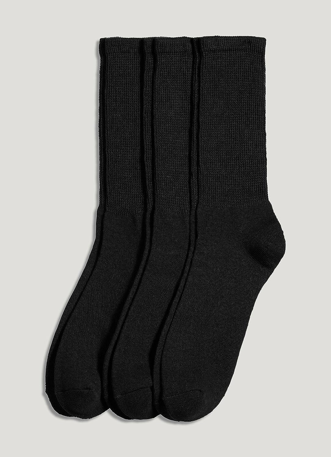 Women's Ribbed Crew Socks, Black