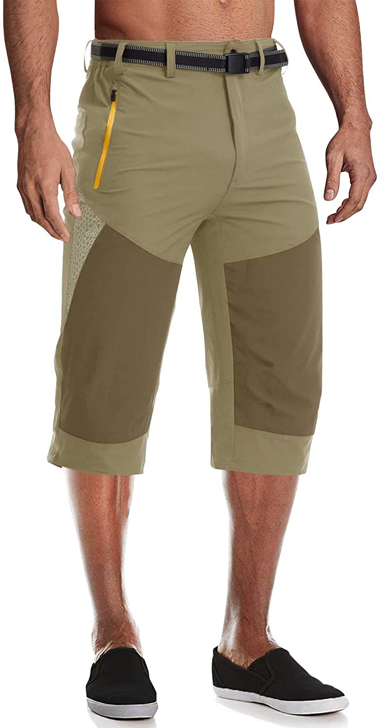 MAGCOMSEN Men's 3/4 Capri Pants Below Knee Stretch Quick Dry Hiking Short with 3 Pockets