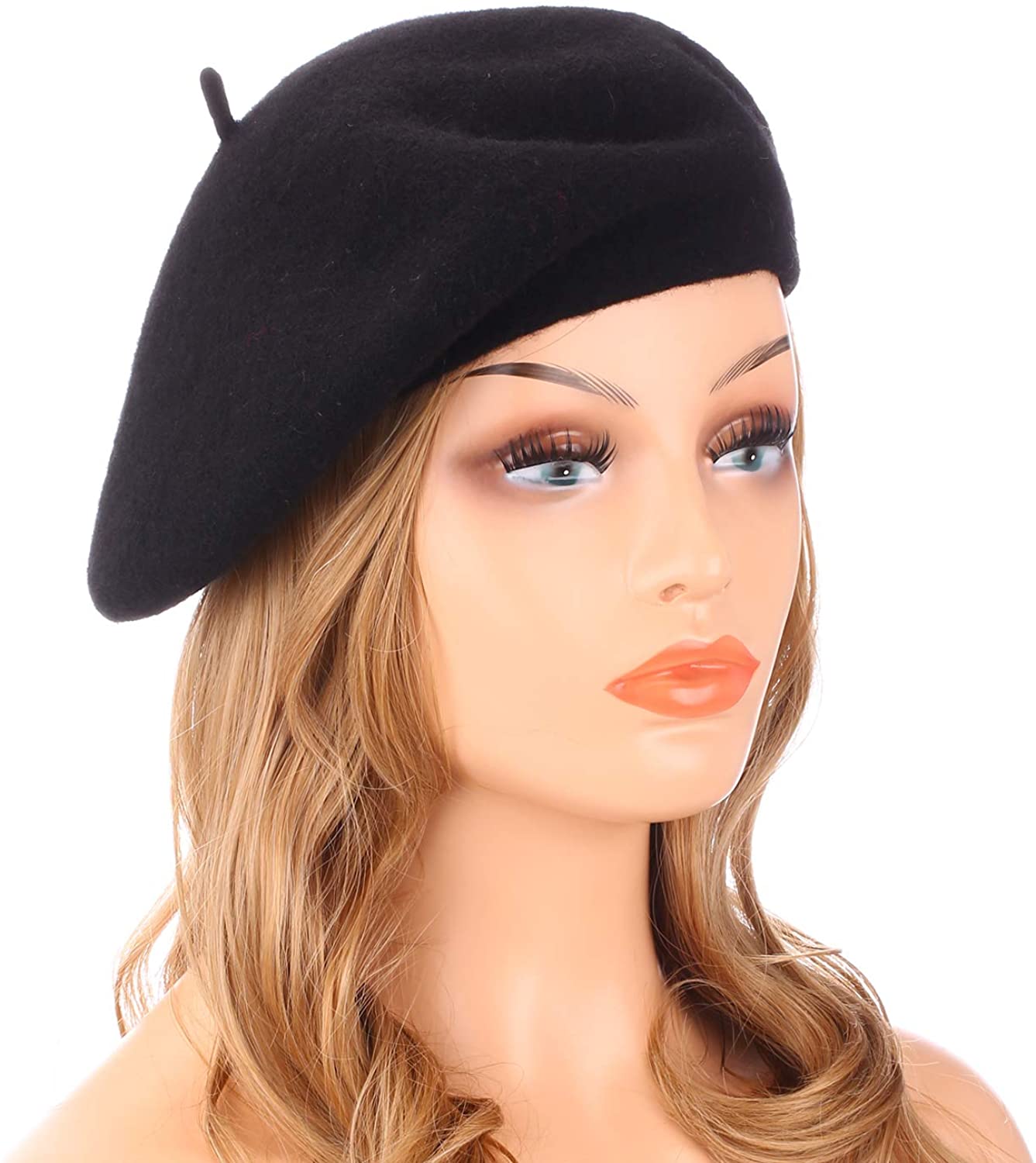 Wheebo Wool Beret Hat,Solid Color French Style Winter Warm Cap for Women Girls Lady