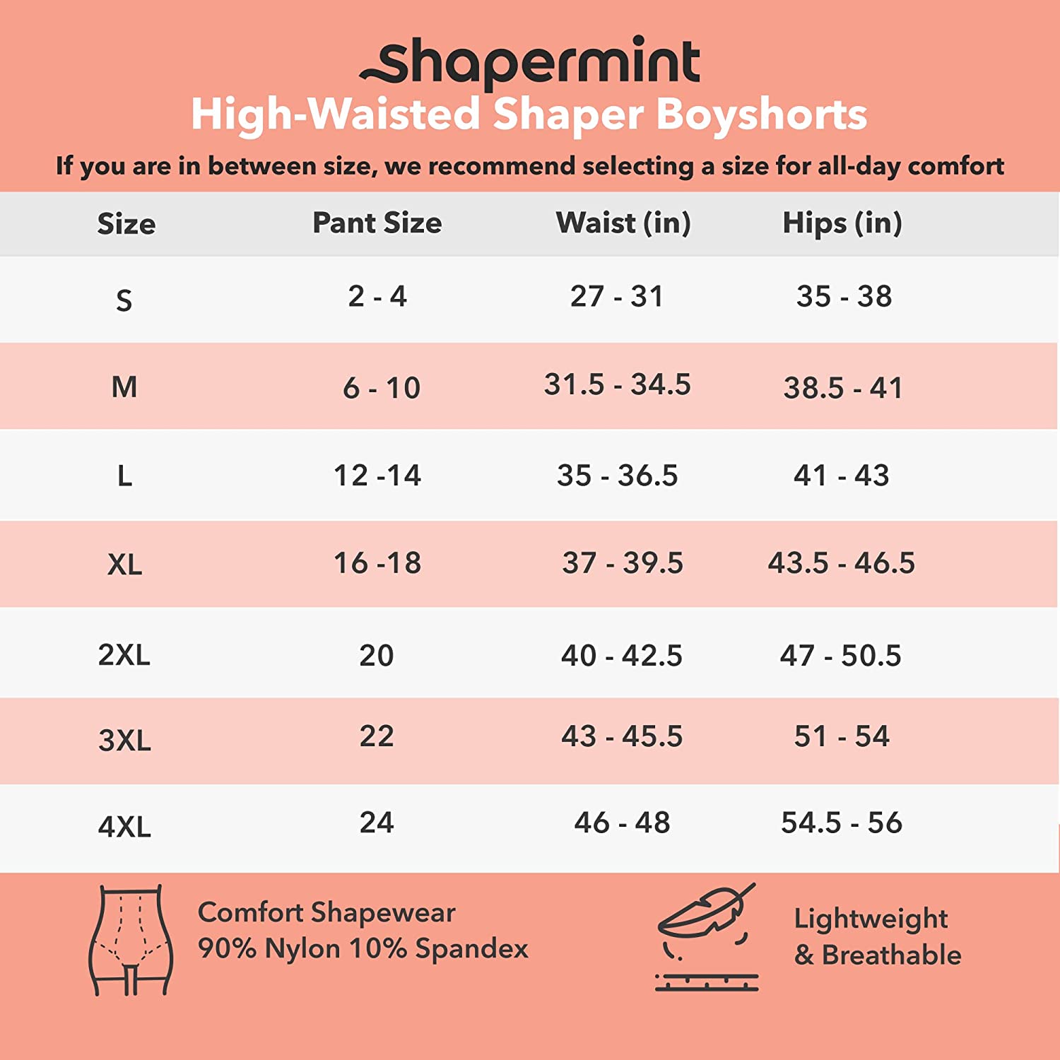 SHAPERMINT Women's All Day Every Day High-Waisted Shaper Boyshort